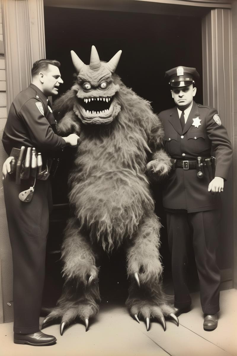 00884-2680041716-_lora_Weegee Style_1_Weegee Style - western police hand cuffing arresting monster photographed.png